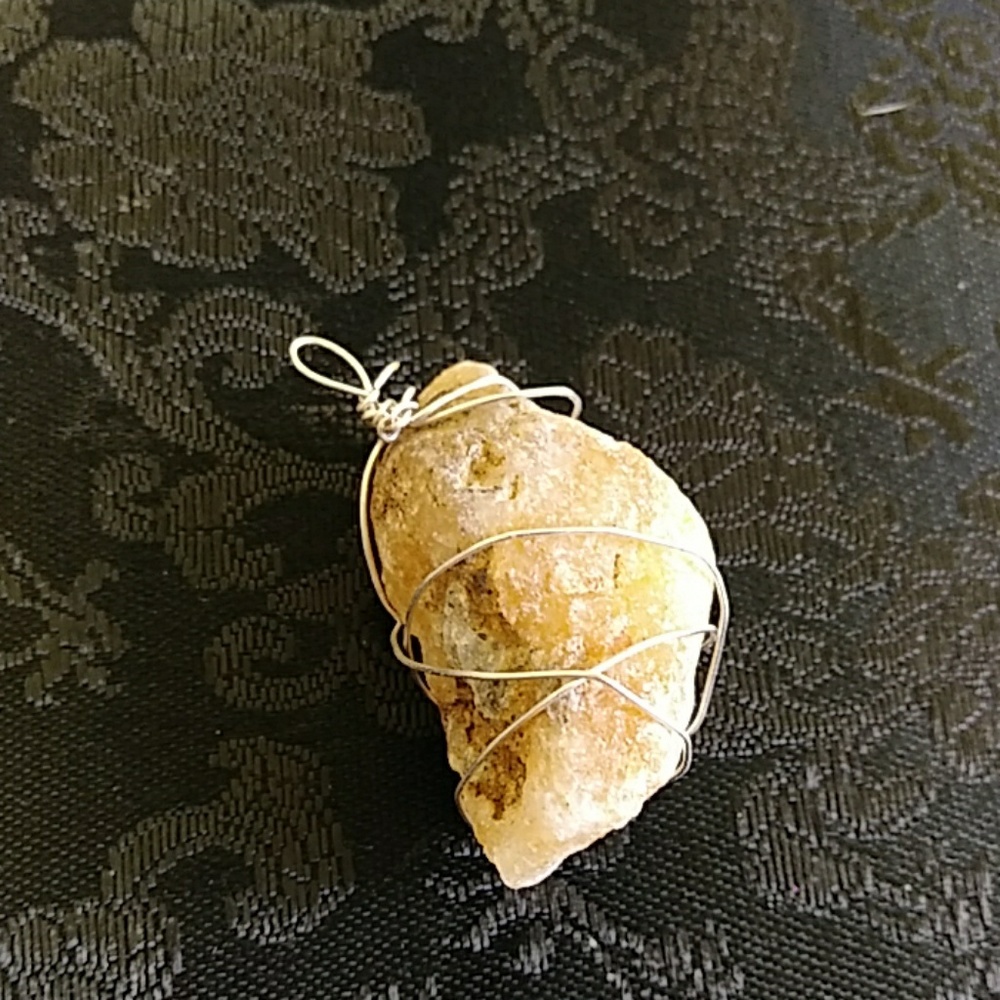 Medium wire wrapped healing crystal pendant